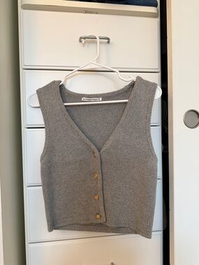 Abercrombie & Fitch Gray Knit Button-Front Tank
